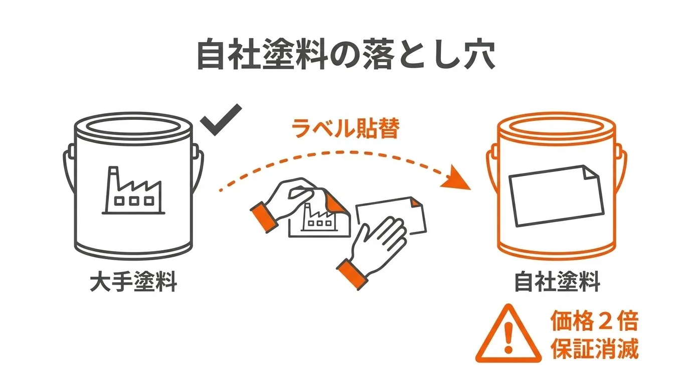 大手メーカー製塗料と無名オリジナル塗料のリスク比較図