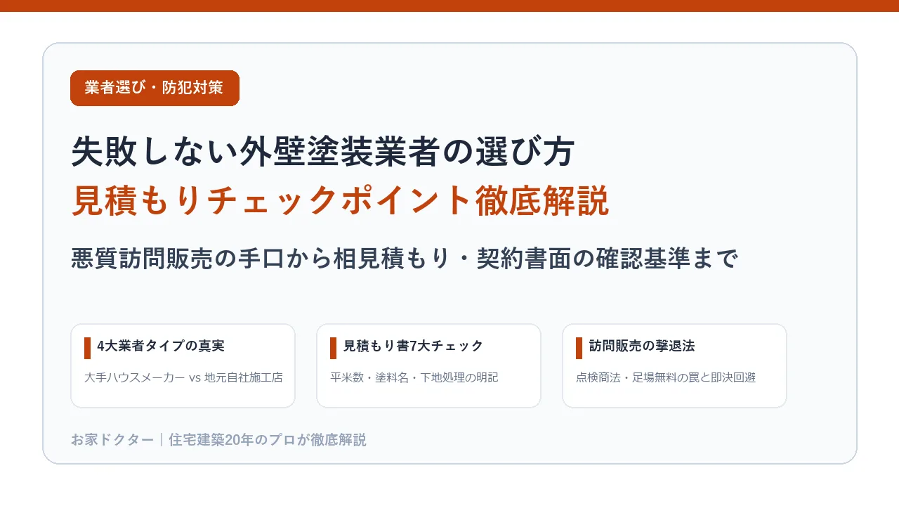 失敗しない外壁塗装業者の選び方と見積もりのチェックポイント