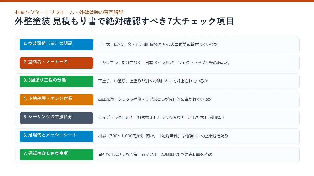 外壁塗装の見積もり書チェックポイント7選図解