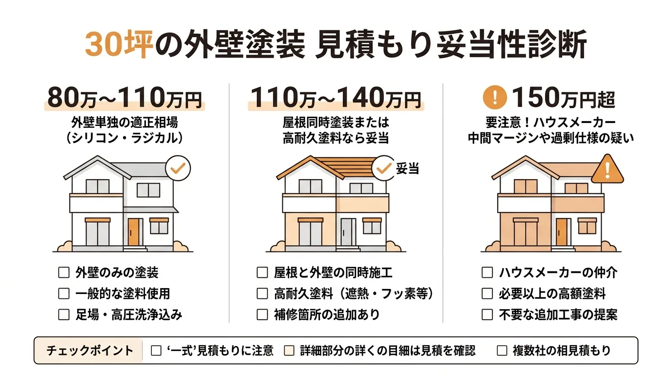 30坪の外壁塗装 見積もり妥当性診断