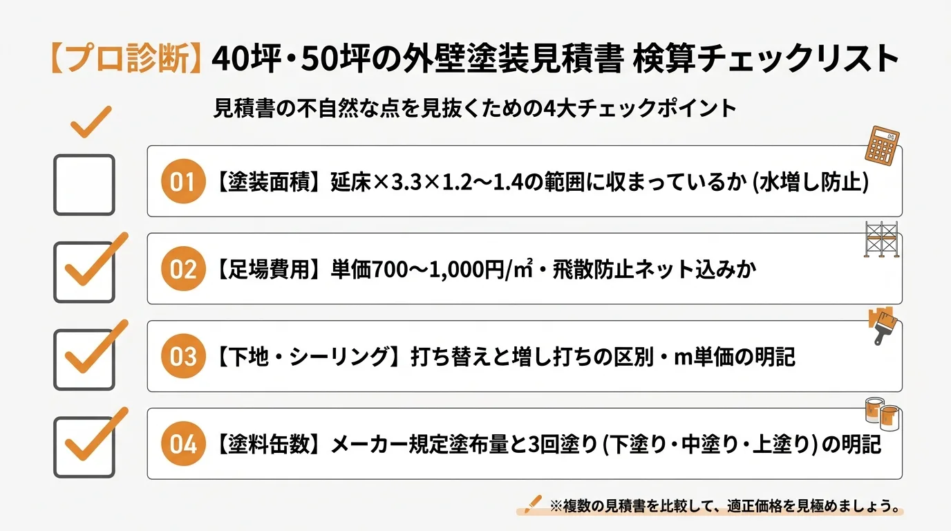 外壁塗装の見積書検算チェックリスト