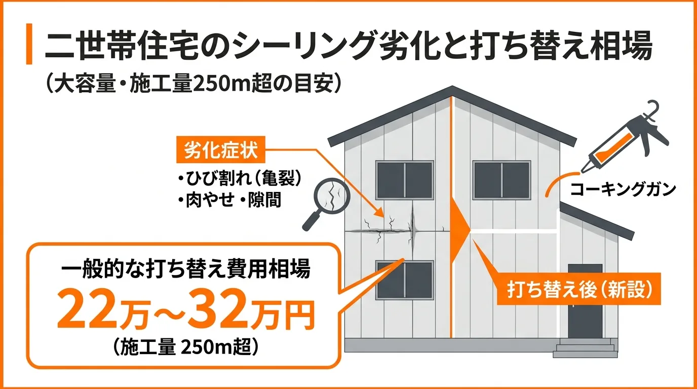 二世帯住宅のコーキング（シーリング）劣化と打ち替え費用