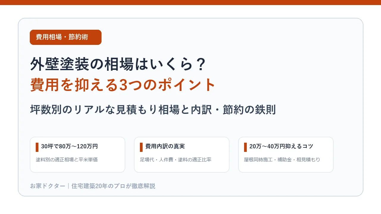 外壁塗装の相場はいくら？費用を抑える3つのポイント